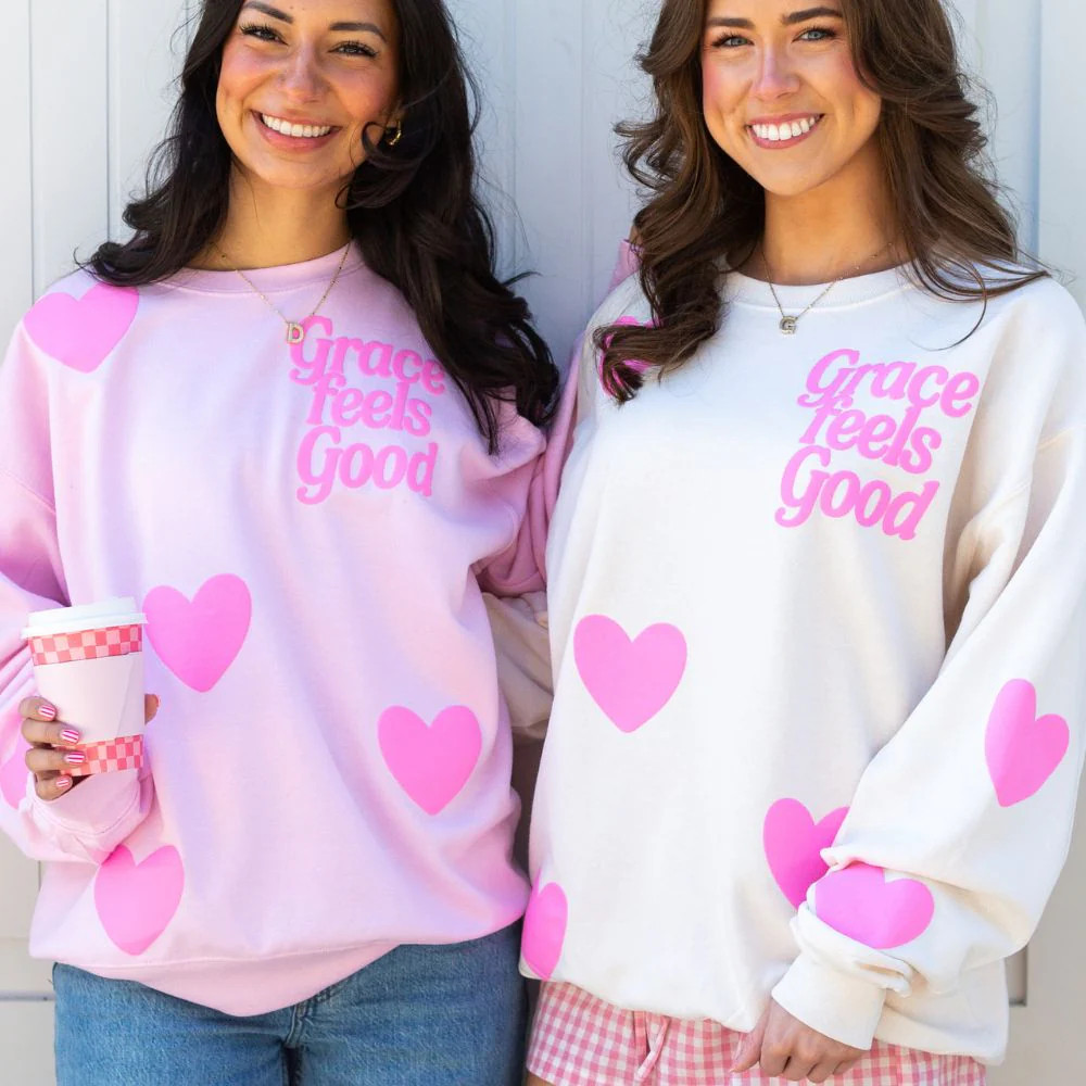 PUFF ‘Grace Feels Good' Heart Pop Sweatshirt | United Monograms