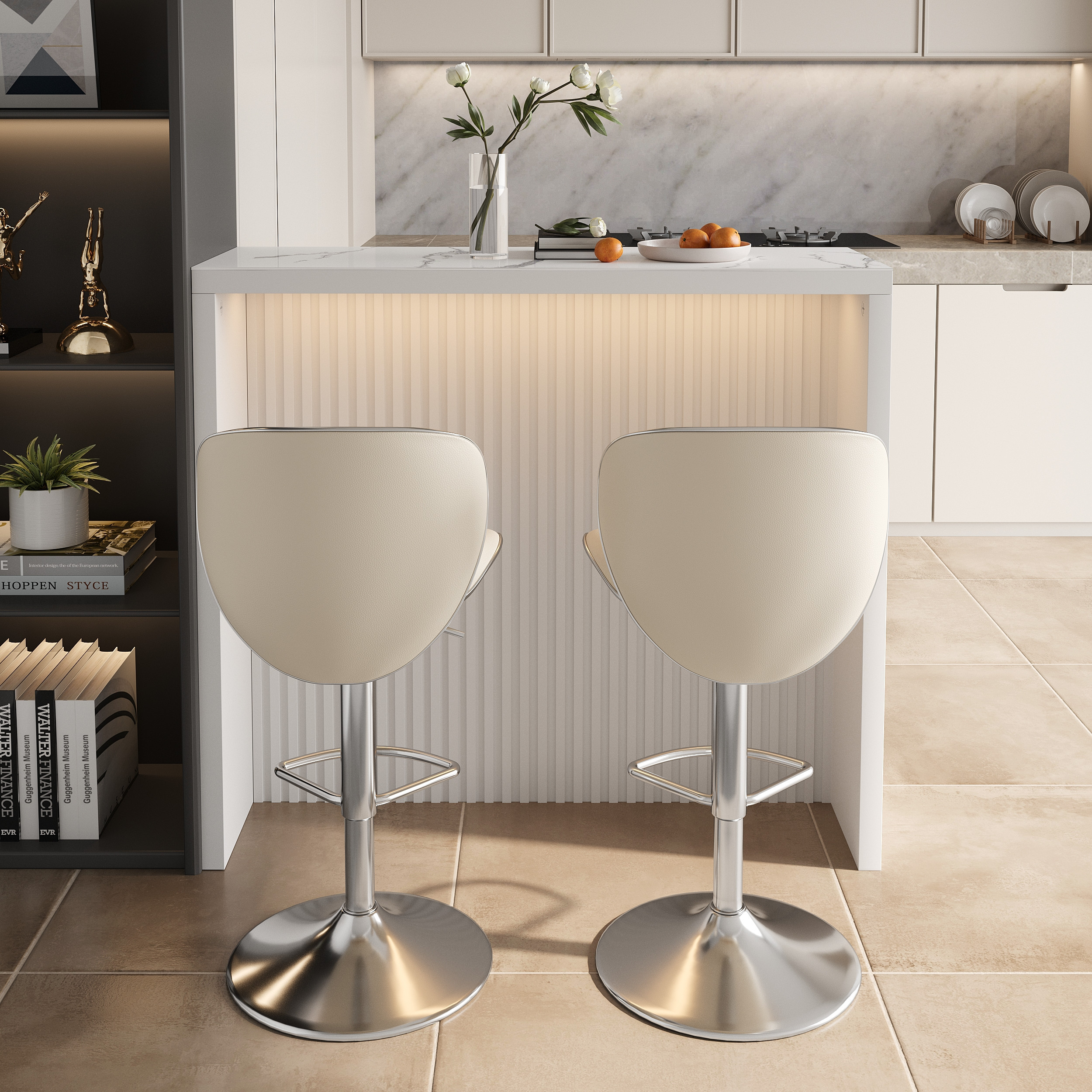 42"" Bar Table Sintered Stone Modern White Seats for 2 People | Homary