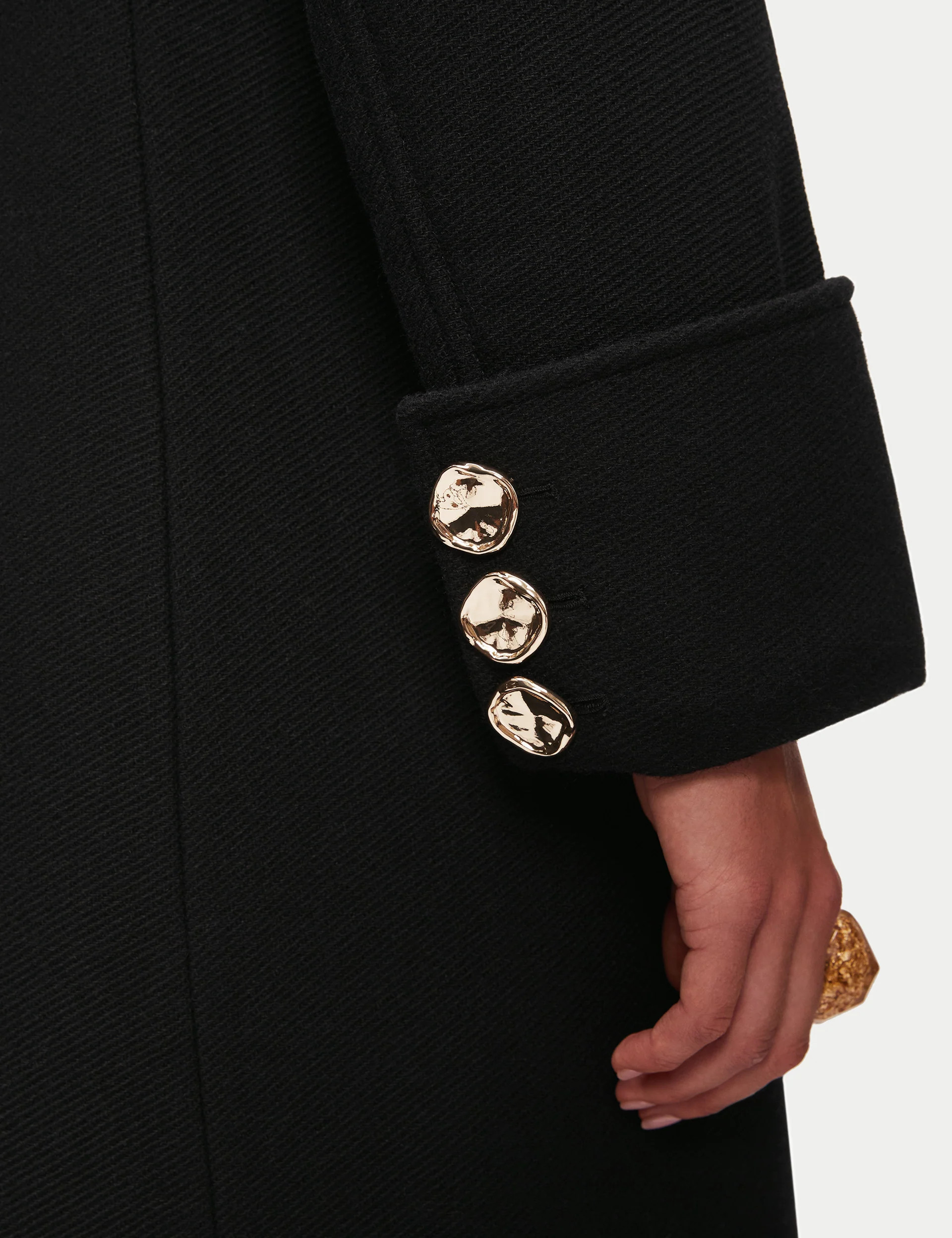 Italian Wool Military Coat | Black | Jigsaw (UK)