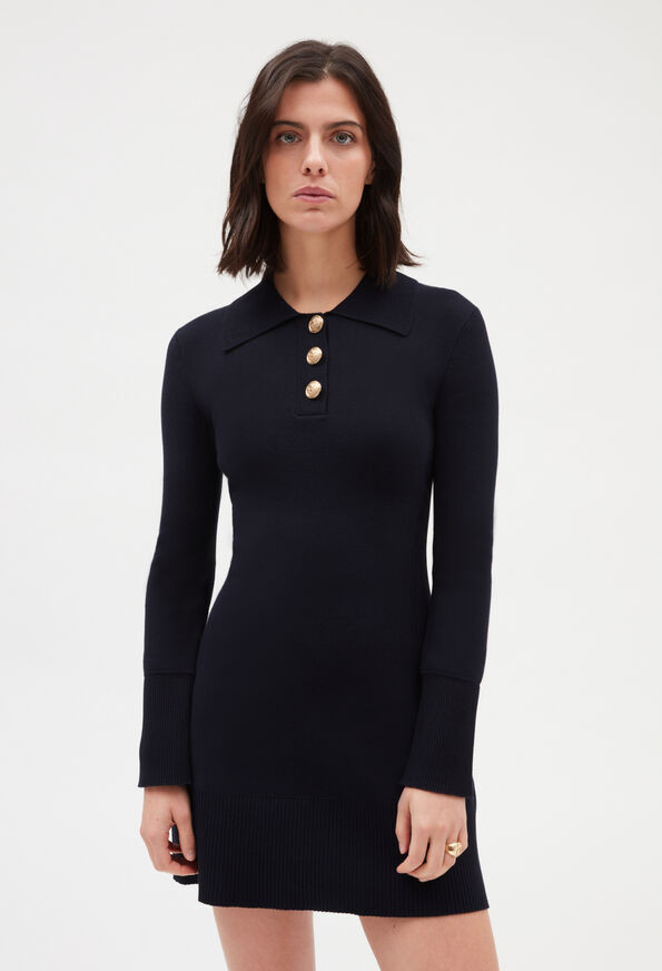 Robe courte manches longues marine | Claudie Pierlot (FR, DE, ES, UK)