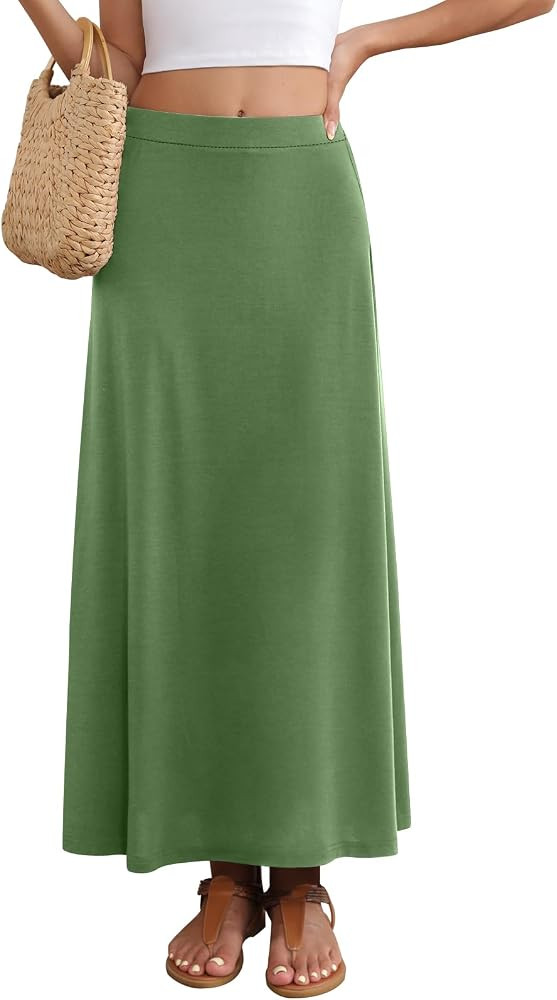 Women's Maxi Skirt Flowy A-line Casual Long Skirts S-2XL | Amazon (US)