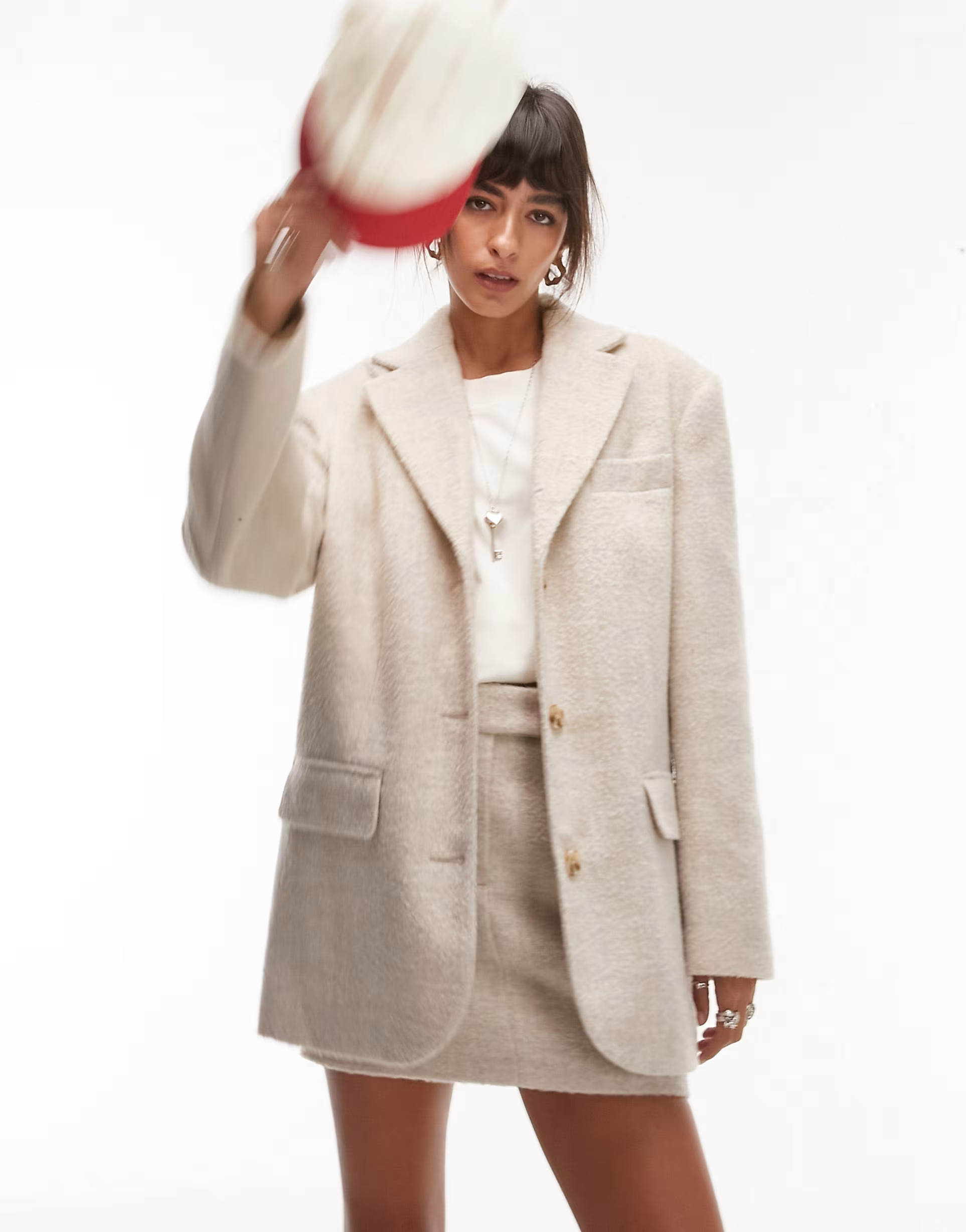 Topshop oversized brushed blazer coat in oat | ASOS (Global)