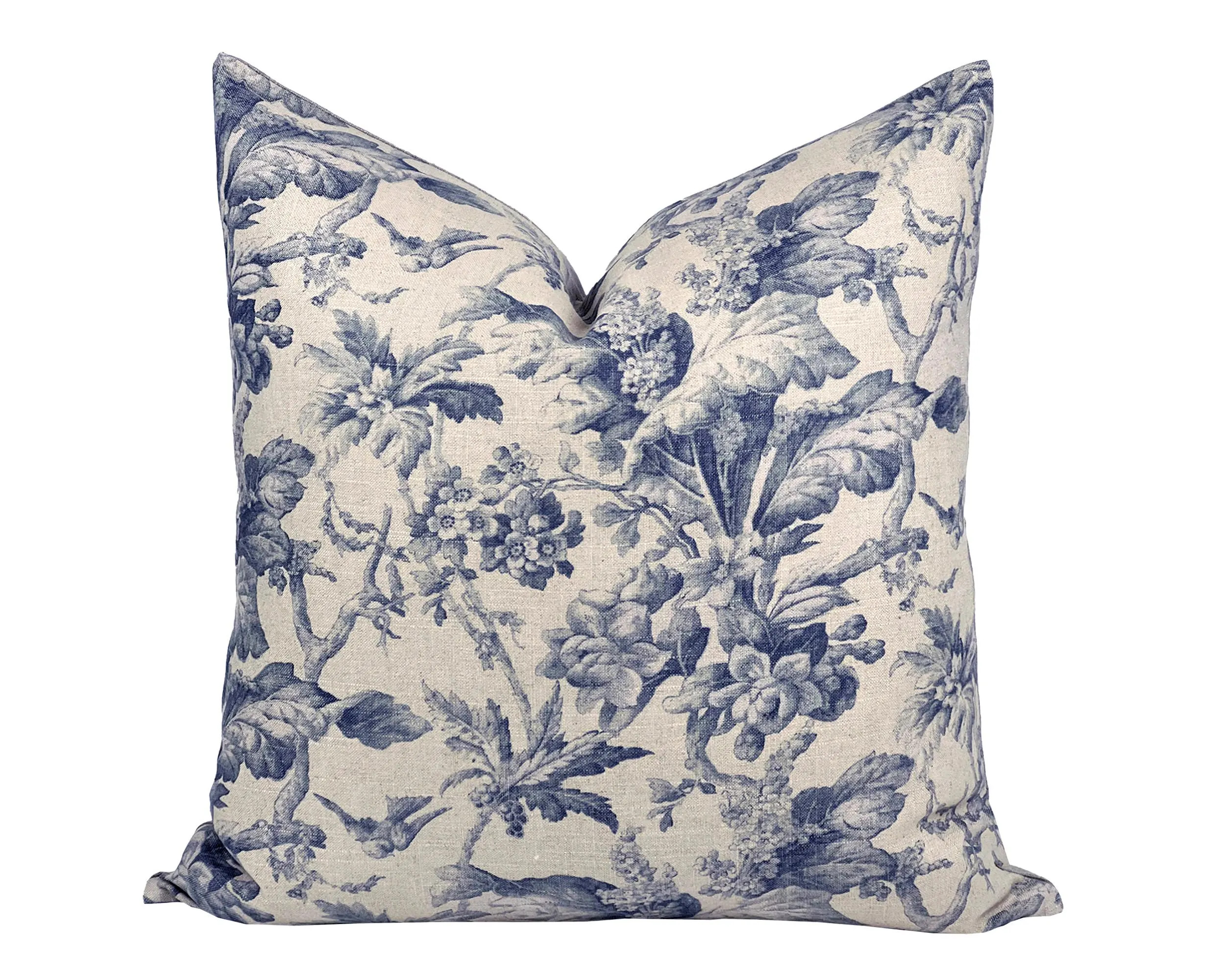 ASTRID BLUE | Designer Dark Blue Floral Linen Pillow Cover, Classic Floral Print, Dark Blue Floral, Navy Toile Pillow, Flint Pillow Cover | Etsy (Global)