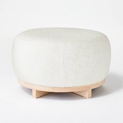 X-Base Ottoman Boucle Heathered Cream - Threshold™ designed with Studio McGee: Round, Upholster... | Target