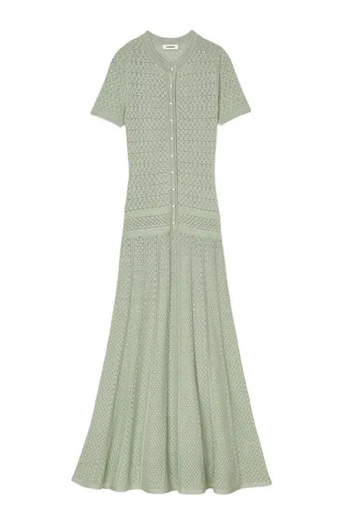 SANDRO Knit maxi dress in Almond Green at Nordstrom, Size 40 Eu | Nordstrom