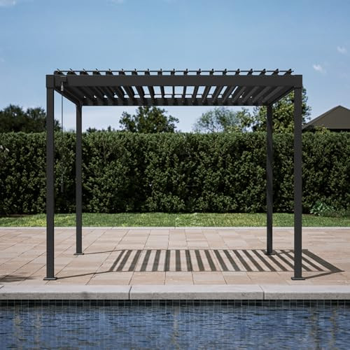 MIRADOR 80S Louvered Pergola 10' x 10', Modern Style with Adjustable Louvers for Outdoor Roof, Ga... | Amazon (US)