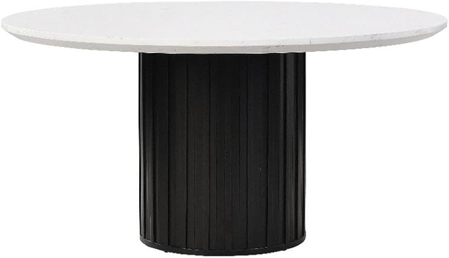 Acme Furniture Jaramillo Engineering Round Marble Dining Table in White/Black | Amazon (US)
