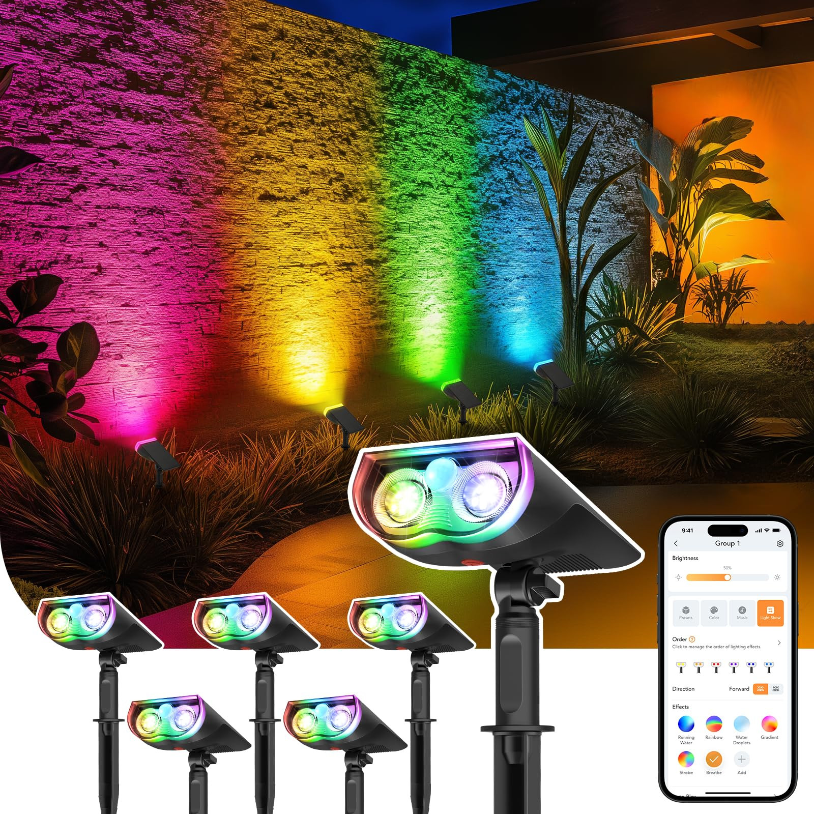 Linkind Smart Solar Lights Outdoor SL5 with Motion Sensor, APP Control Color Changing Solar Spot ... | Amazon (US)