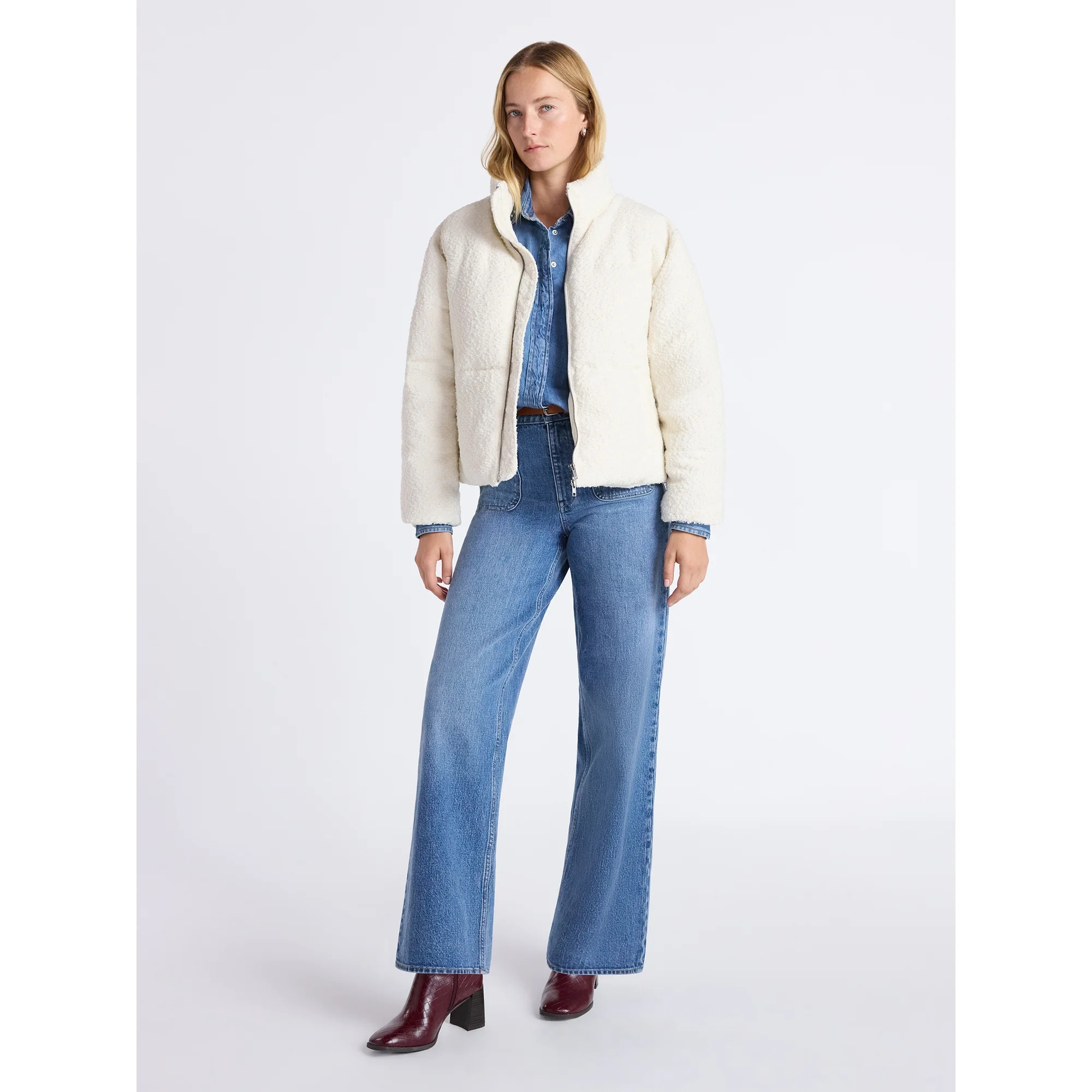 Free Assembly Women's and Women's Plus Cinched Puffer Jacket, Sizes XS-4X | Walmart (US)