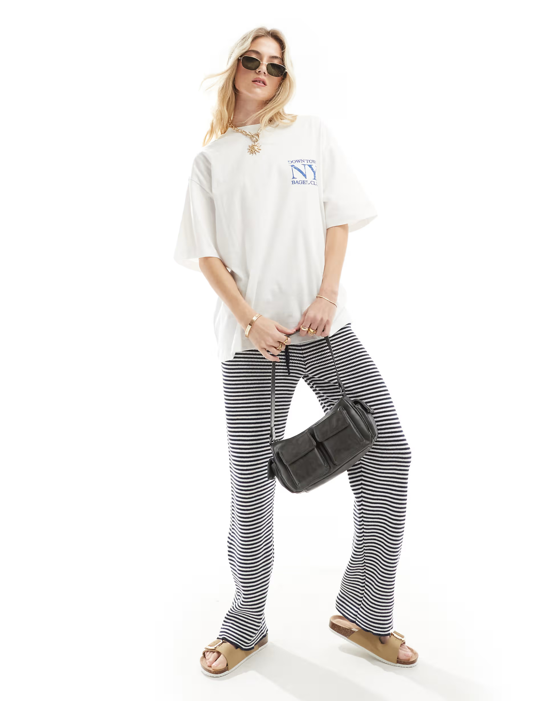 ASOS DESIGN boyfriend fit t-shirt with new york bagel club graphic in white | ASOS (Global)