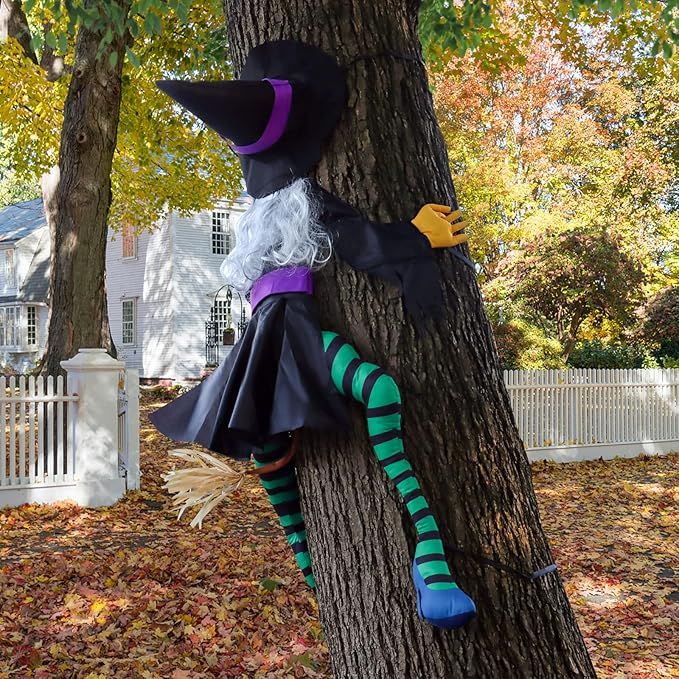 POPGIFTU Large Crashing Witch Halloween Decorations(63" H), Crashing Witch into Tree, Outdoor Ind... | Amazon (US)