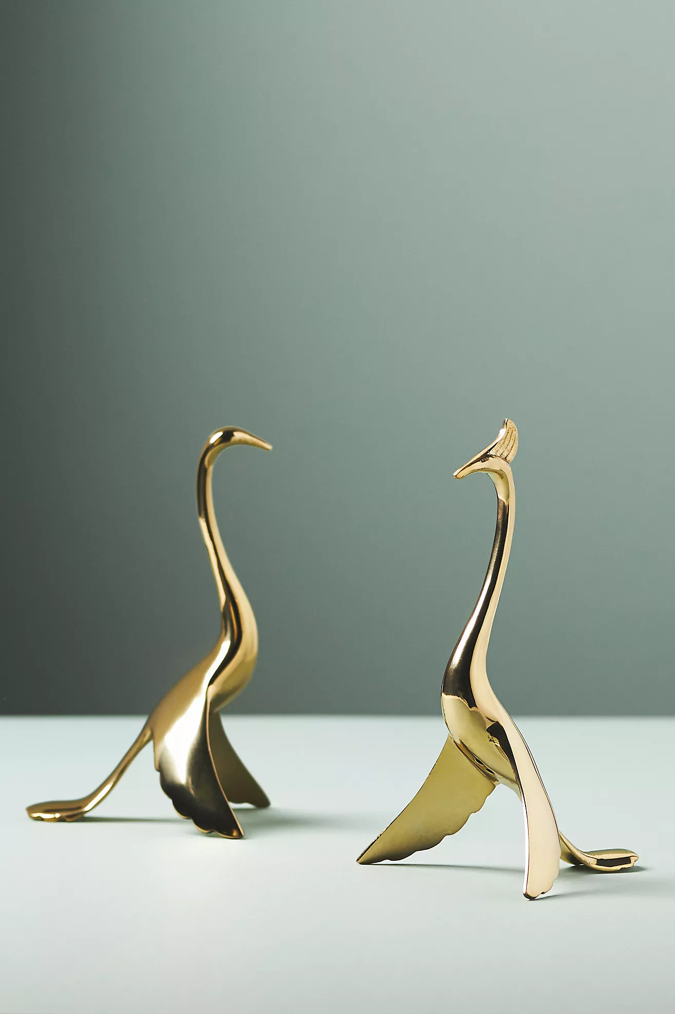 Gold Crane Brass Bookends | Anthropologie (US)
