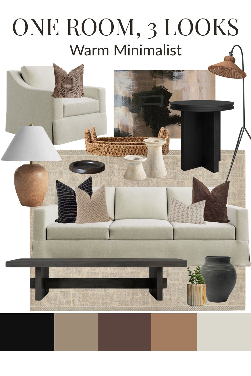 Warm Minimalist Mood Board
See how how a neutral slipcovered sofa and chair from Pottery Barn acts as a strong foundation for 3 different looks on rockyhillhome.com
Organic modern, rustic lamp, moody neutral pillows, floor lamp, contemporary neutral loloi rug, terracotta and brown decor, neutral abstract art, modern throw pillows 

#LTKStyleTip #LTKFindsUnder50 #LTKHome

#LTKSaleAlert #LTKStyleTip #LTKHome