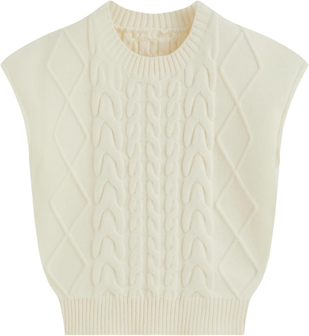 CIDER Cable Crop Knit Sweater Vest Women Relaxed Fit Pullover Tank Top | Amazon (US)