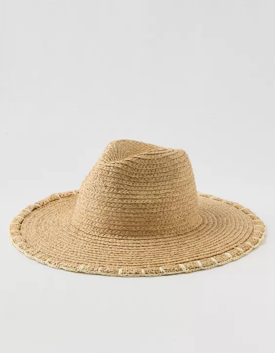 Aerie Crochet Trim Straw Hat | Aerie