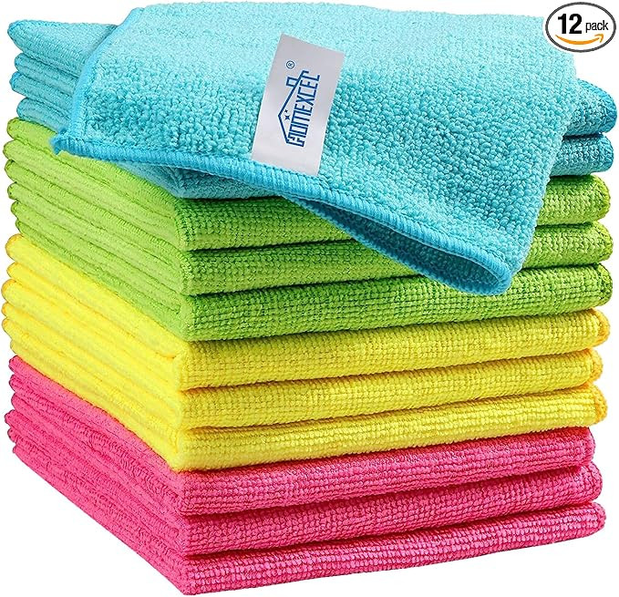 HOMEXCEL Microfiber Cleaning Cloth,12 Pack Cleaning Rag,Cleaning Towels with 4 Color Assorted,11.... | Amazon (US)