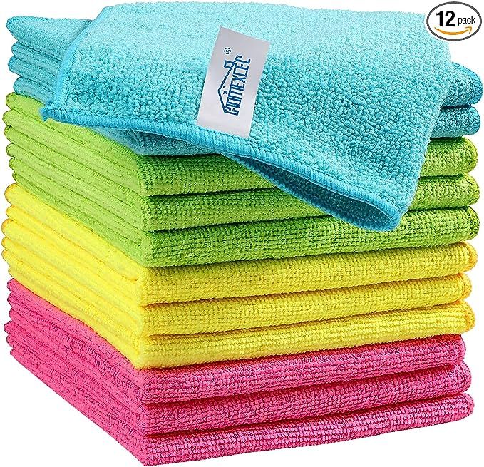 HOMEXCEL Microfiber Cleaning Cloth,12 Pack Cleaning Rag,Cleaning Towels with 4 Color Assorted,11.... | Amazon (US)