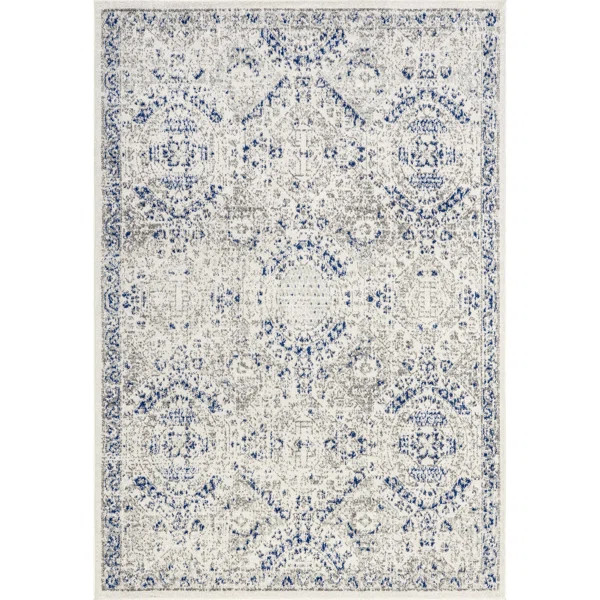 Kristine Power Loom Performance Oriental Blue Rug | Wayfair North America
