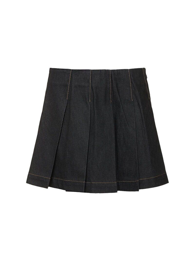Pleated raw denim mini skirt | Luisaviaroma