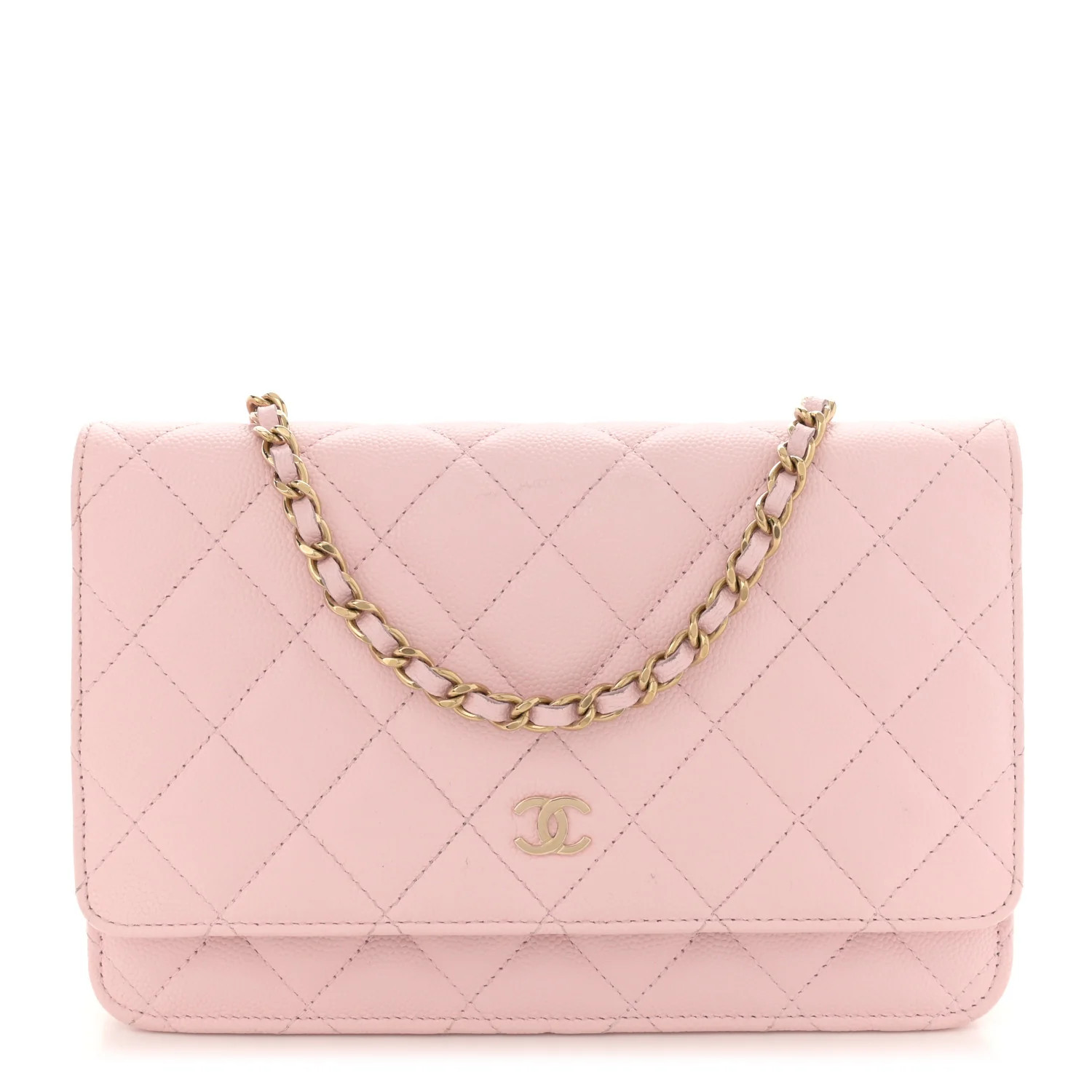 Caviar Quilted Wallet on Chain WOC Light Pink | FASHIONPHILE (US)