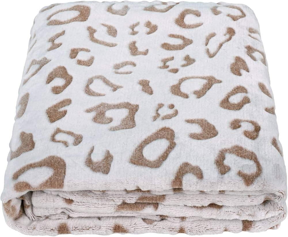 SOCHOW Flannel Fleece Leopard Print Throw Blanket, Lightweight Super Soft Cozy Plush Blanket, 60 ... | Amazon (US)
