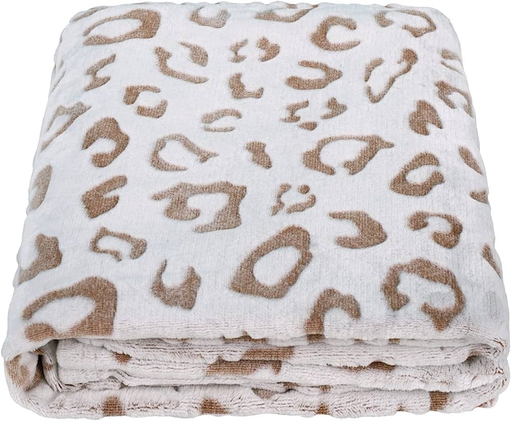 SOCHOW Flannel Fleece Leopard Print Throw Blanket, Lightweight Super Soft Cozy Plush Blanket, 60 ... | Amazon (US)