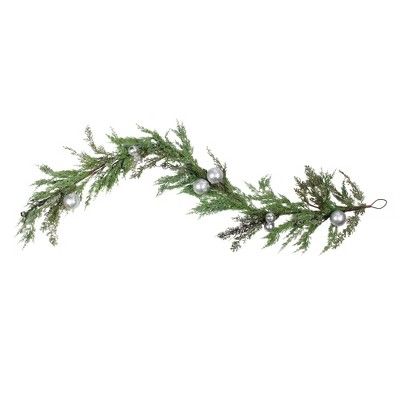 Northlight 5' Unlit Iced Cedar with Silver Ornaments and Bells Artificial Christmas Garland | Target