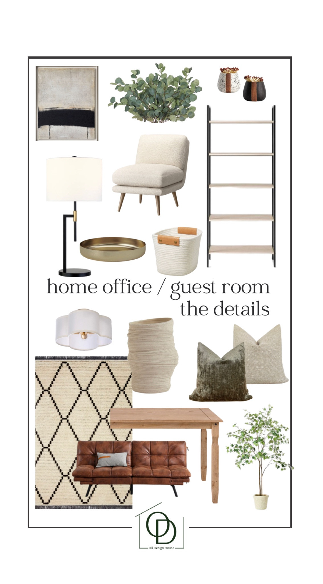 Working from home just got more comfortable with a home office that is moody and cosy and doubles as a guest room with a modern leather sofa that converts into a bed. A modern day futon! 

Modern office, modern guest room, organic design, leather couch, leather futon, leather sofa bed, comfortable office chair, aesthetic office chair, geometric rug, loloi rug, faux maple tree, open book shelves, textured wall art. 

#competition 

#LTKFind #LTKunder100 #LTKhome