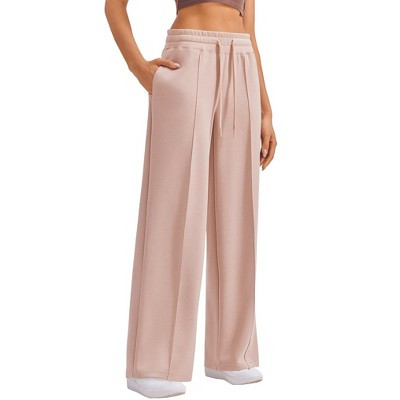 Pinspark Wide Leg Sweatpants for Women's High-Waist Loose Fitting Pants with Slanted Hand Pockets Spring Fall-Light Pink-XL | Target