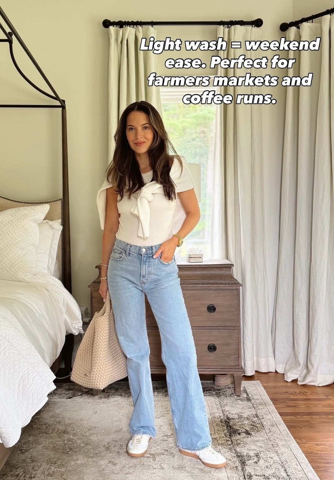 Spring OOTD ✨ @abercrombie denim (buy 1, get 1 50% off right now) + Amazon vital tank $ @Quince boyfriend crew sweater 

#LTKOver40 #LTKootd #LTKSaleAlert