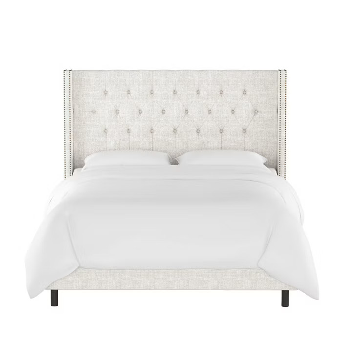 Louis Diamond Tufted Wingback Textured Linen Bed - Skyline Furniture | Target