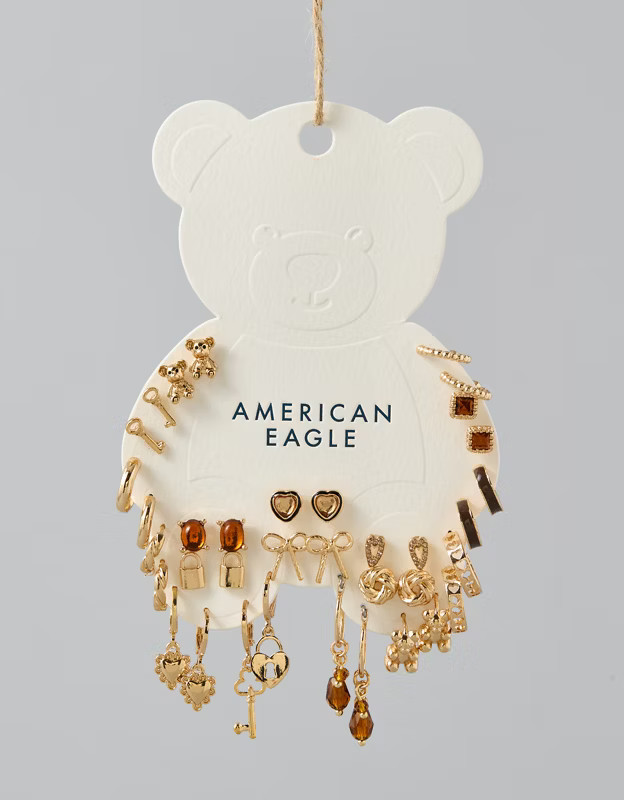 AEO Teddy Bear Earrings 18-Pack | American Eagle Outfitters (US & CA)