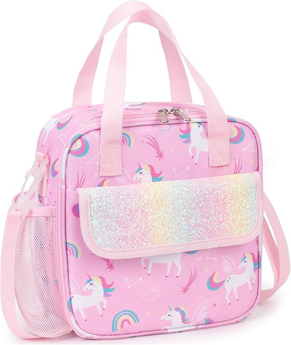 Kids Insulated Lunch Box Cute Unicorn Kids Lunch Bag for Girls with Shoulder Strap Long Insulatio... | Amazon (US)