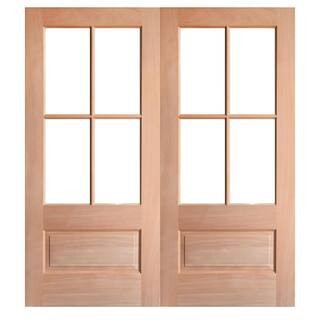 72 in. x 80 in. Right-Hand/Inswing 3/4 Lite Glass Unfinished Mahogany Wood Prehung Front Door | The Home Depot