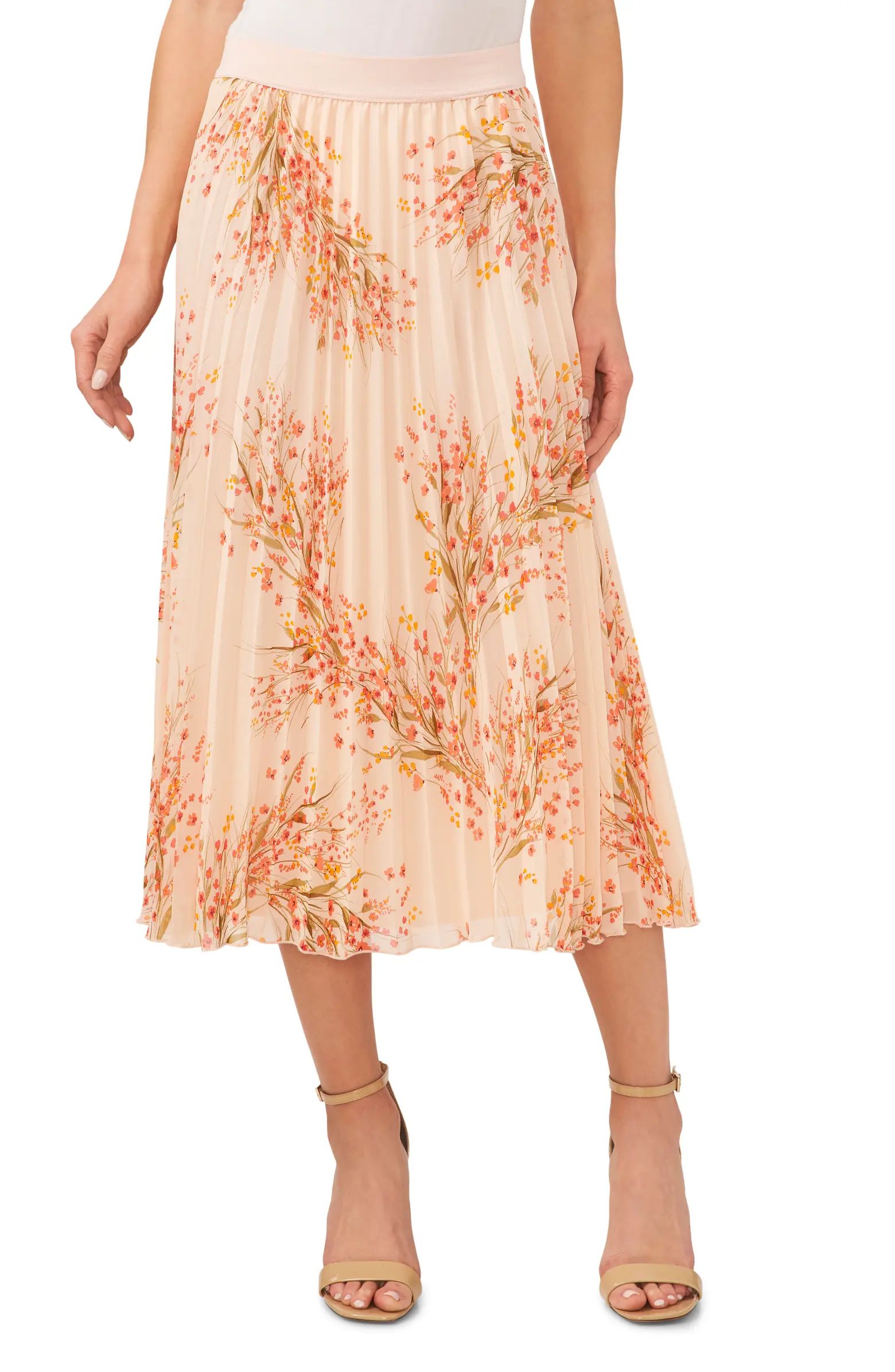 Floral Pleated Midi Skirt | Nordstrom