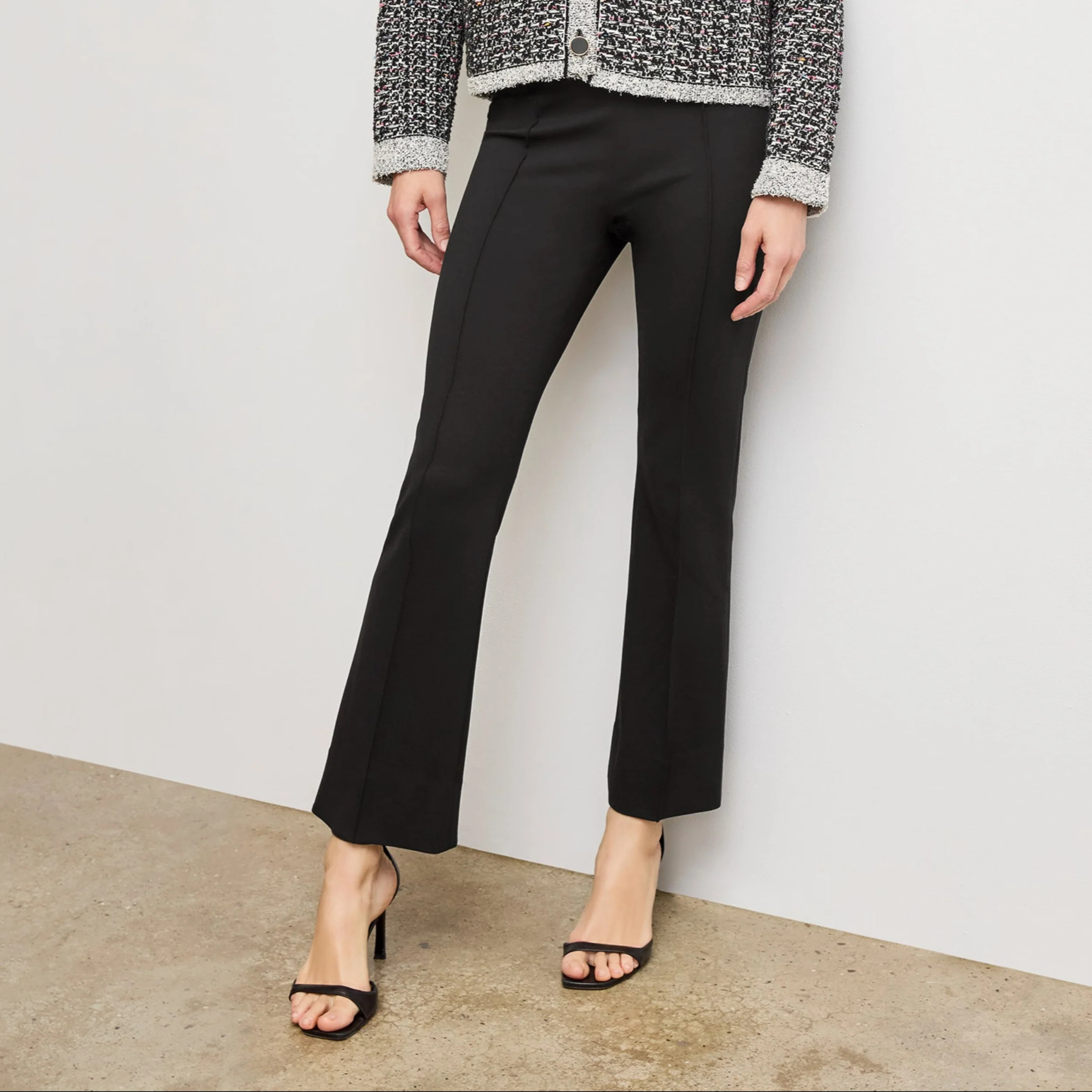 Allyn Kick Flare Pant - Butter Ponte :: Black | MM LaFleur