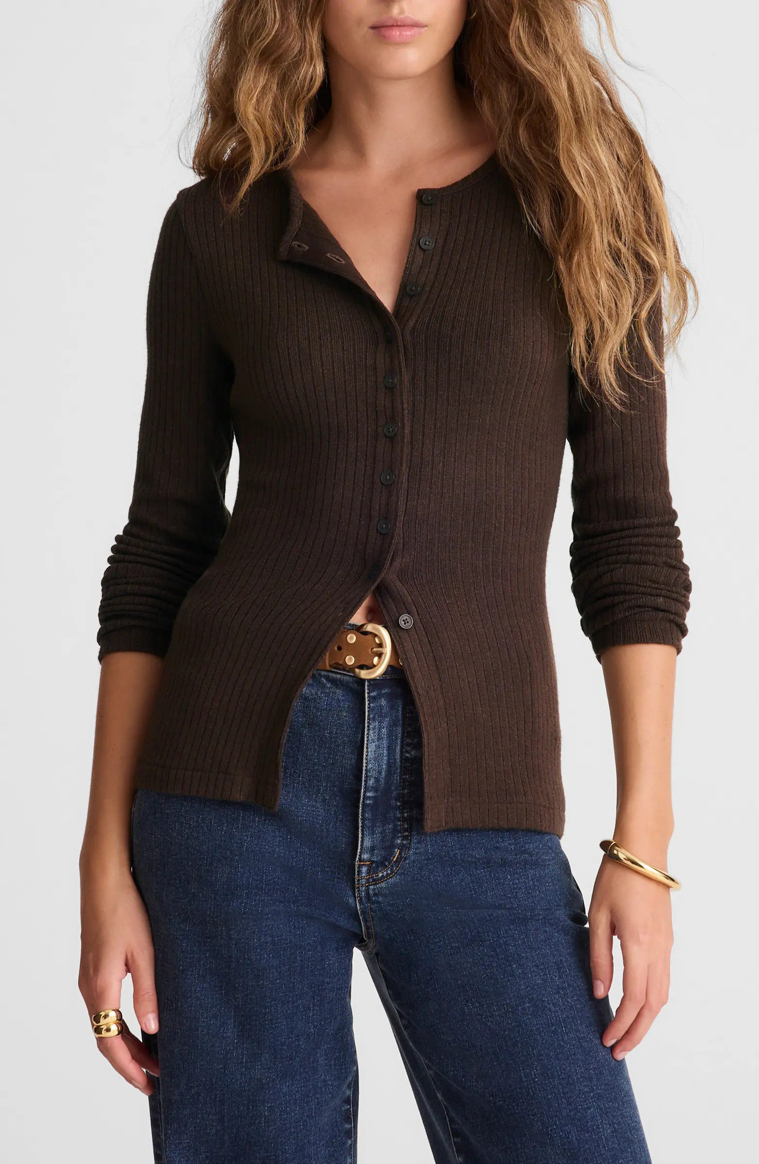 Textural Cutaway Crewneck Cardigan | Nordstrom