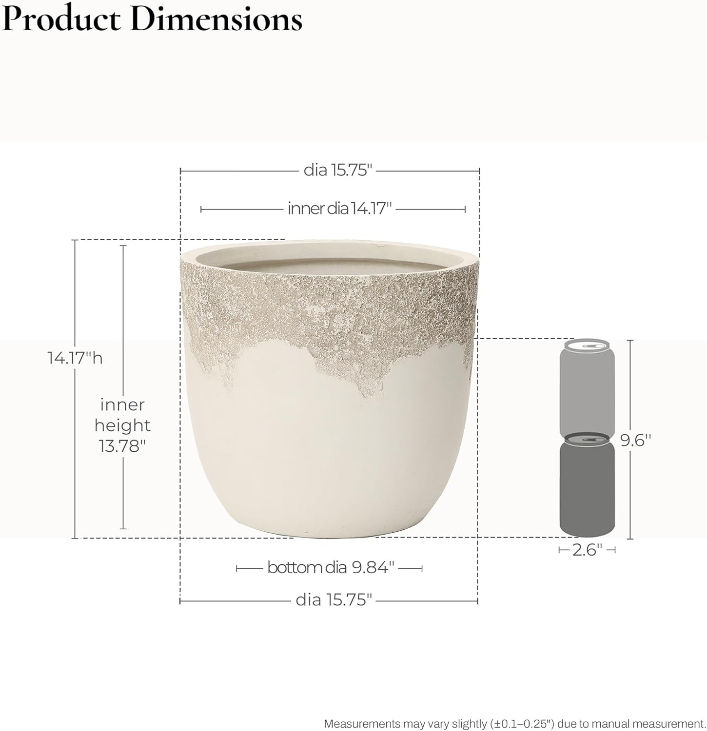 LuxenHome 15.5" Dia Round Concrete Planter, Large Outdoor Indoor Decorative Plant Pot with Draina... | Amazon (US)