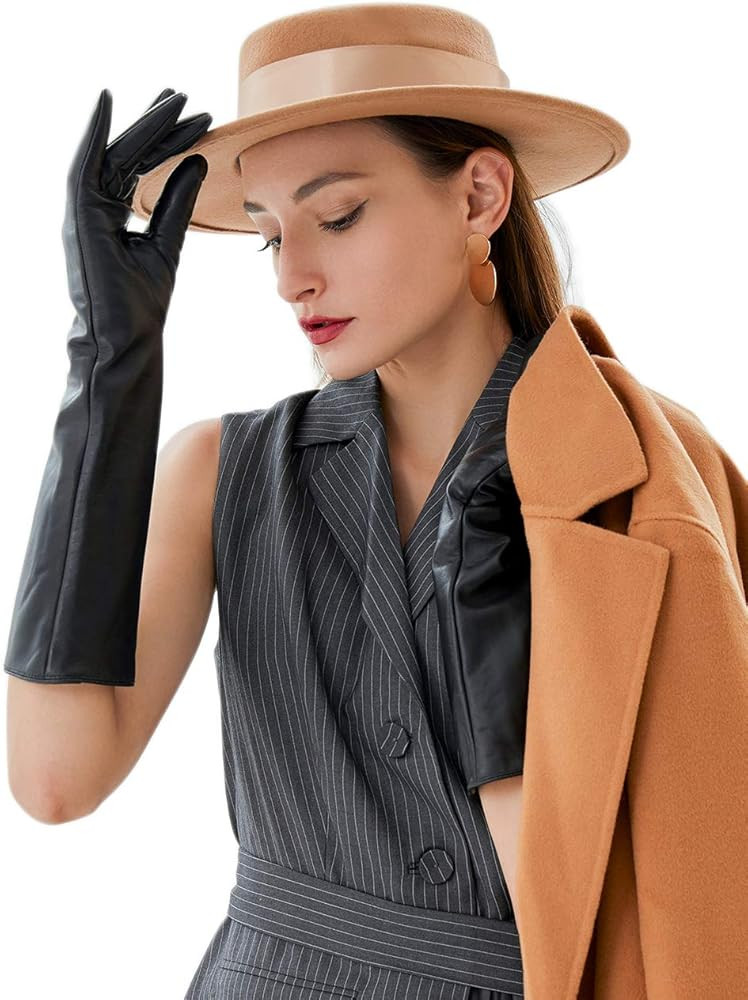 VIKIDEER Elegant Winter Black Long Leather Gloves for Women Full Touchscreen Womens Ladies Warm L... | Amazon (US)