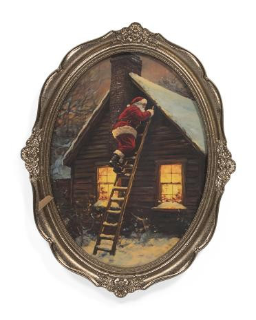 11x14 santa goes up ladder oval wall art | TJ Maxx
