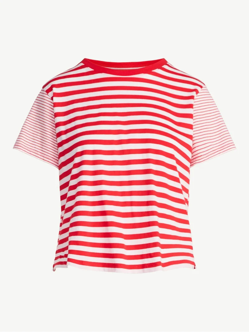 Free Assembly Women's and Women's Plus Cotton Cropped Boxy Tee with Short Sleeves, Sizes XS-4X | Walmart (US)