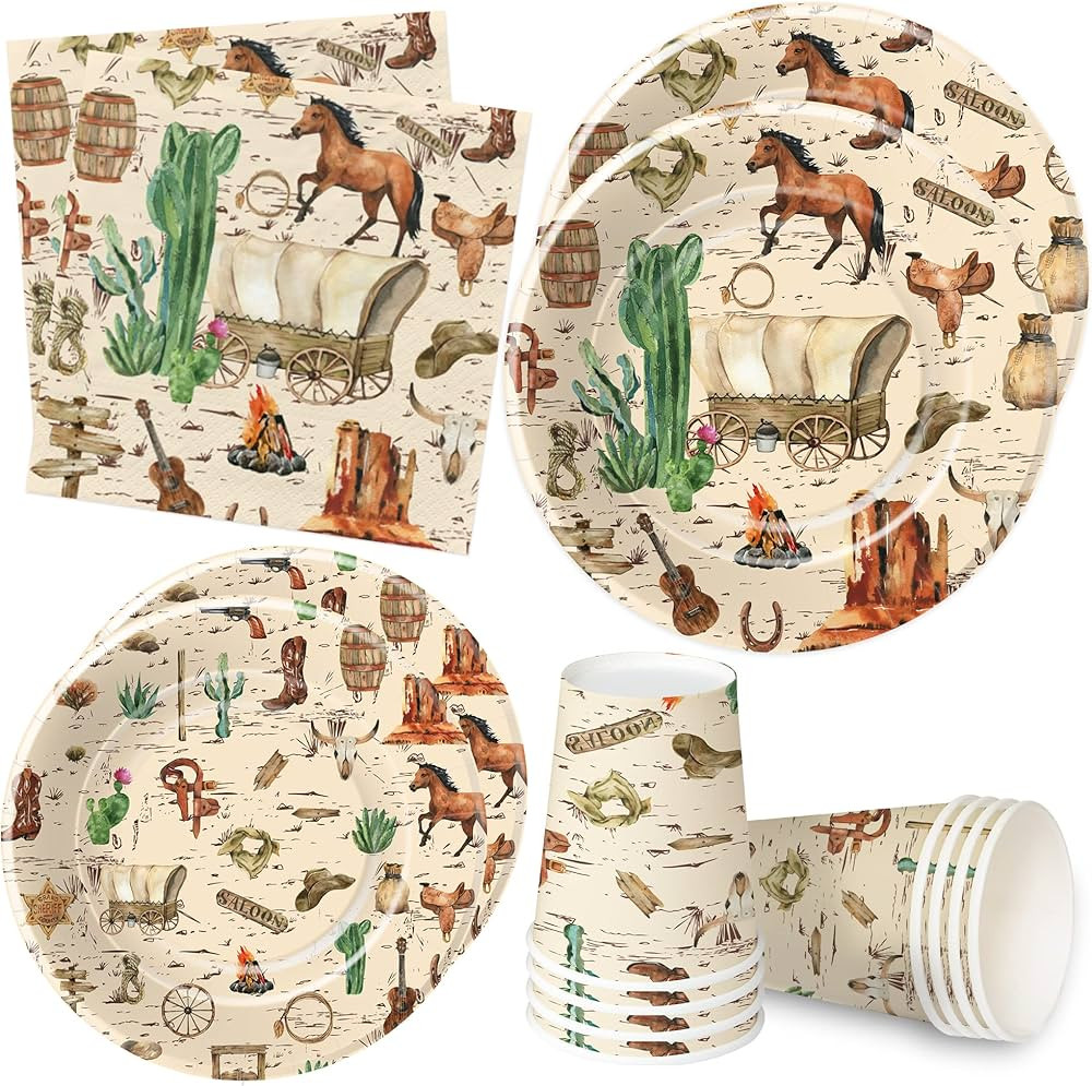 Western Cowboy Plates And Napkins Party Supplies - Wild West Cowboy Party Decorations Tableware, ... | Amazon (US)