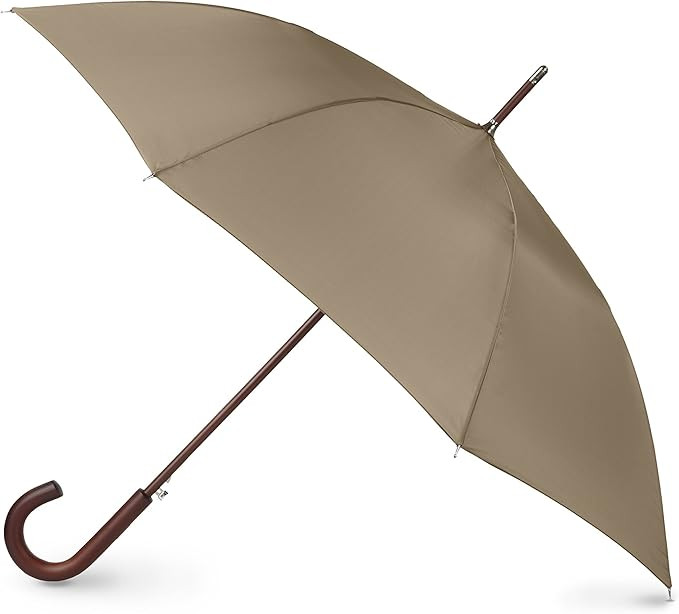 Totes Eco Auto Open Umbrella Classic Wooden J Stick Handle with Easy Grip - Windproof, Rainproof ... | Amazon (US)