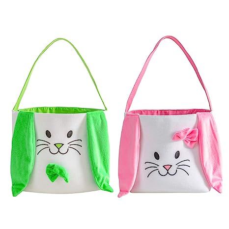 Easter Bunny Basket for Kids - Easter Tote Bag with Handle for Egg Hunting | Amazon (US)