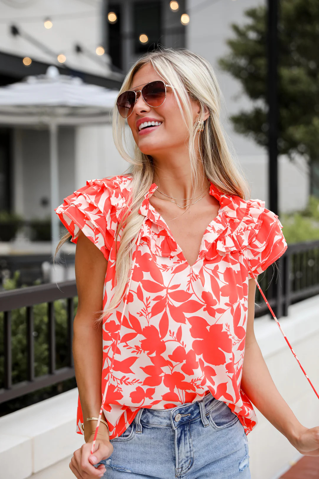 Poised Moment Orange Floral Blouse | Dress Up
