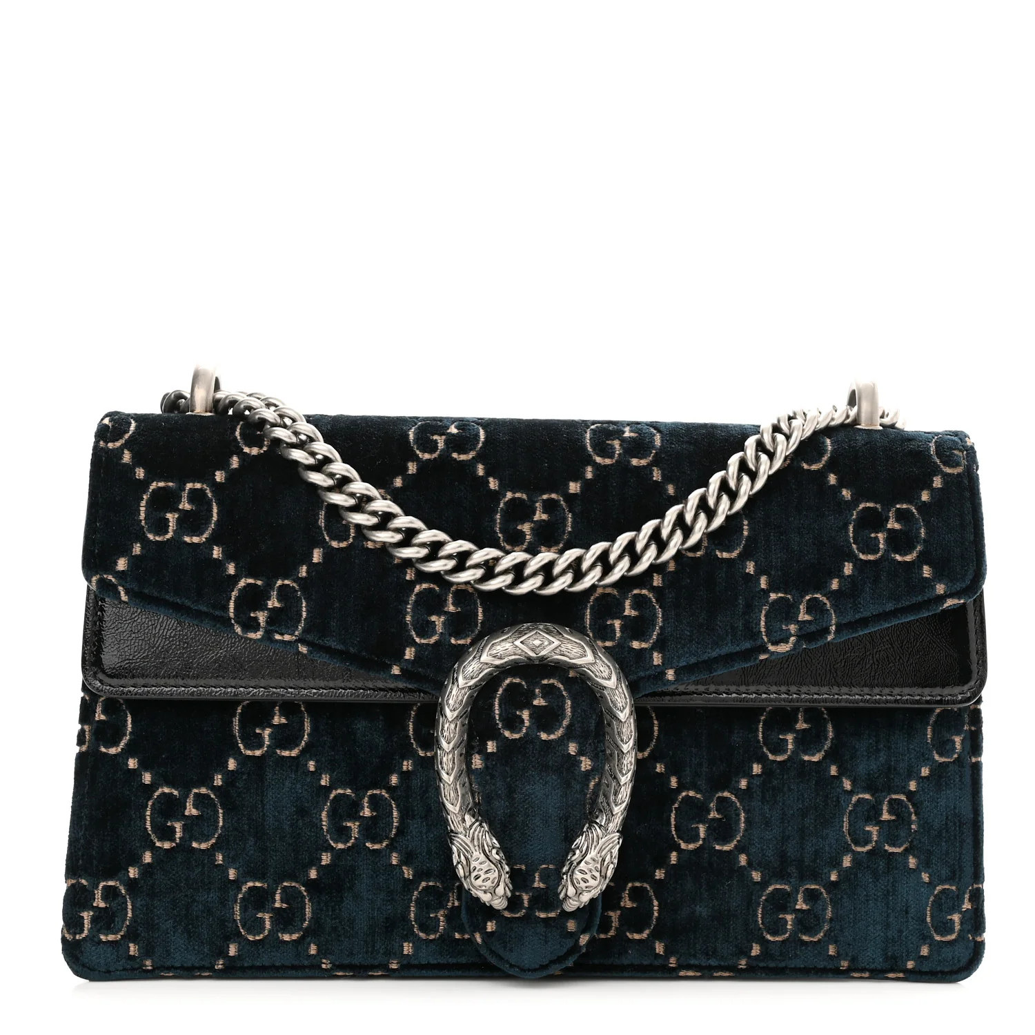 Velvet GG Monogram Small Dionysus Shoulder Bag Blue Beige Black | FASHIONPHILE (US)
