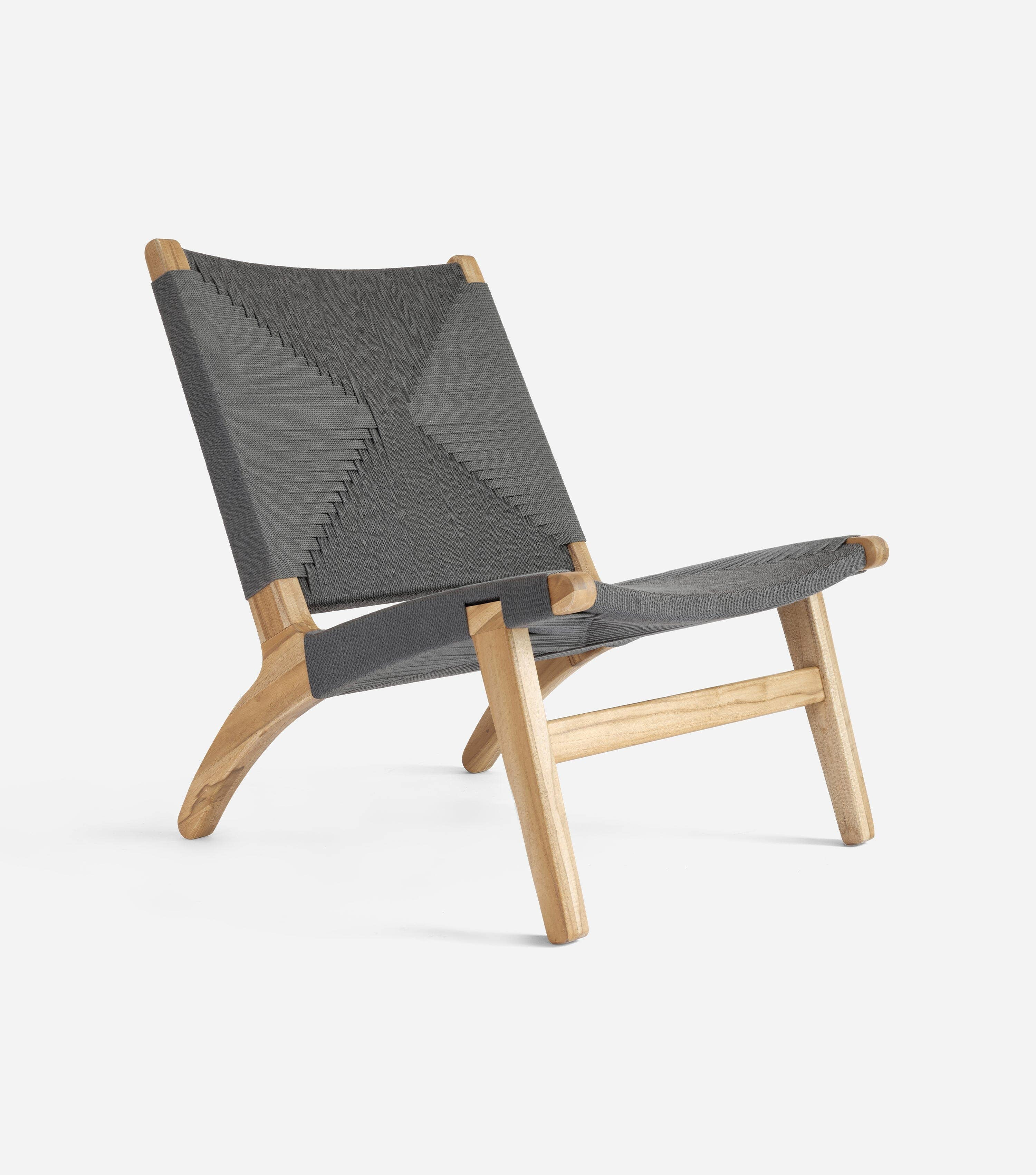 Masaya Lounge Chair Woven Charcoal Cross Braided Cord | Forever Furniture by MasayaCo | Masaya Co