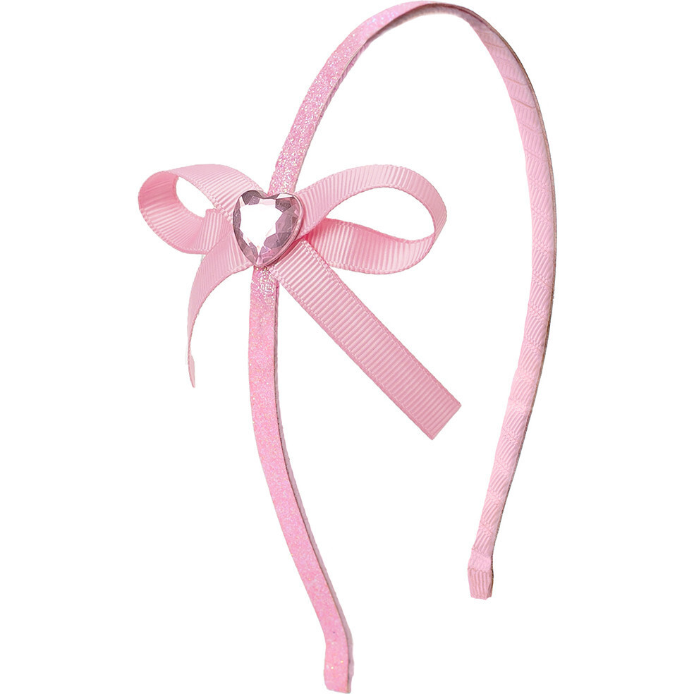 Dainty Heart Bow Valentine's Day Headband, Pink | Maisonette