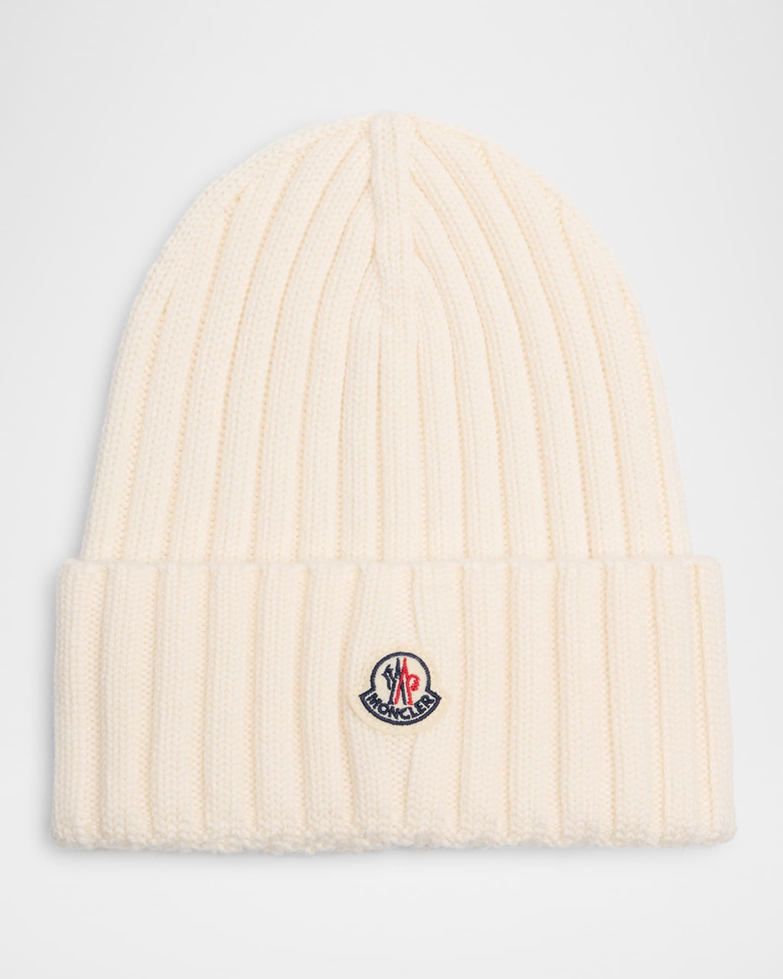 Moncler Logo Ribbed Wool Beanie | Neiman Marcus