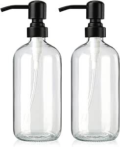 AmazerBath Soap Dispenser, Glass Soap Dispenser with Pump 2 Pack, 17 Oz Hand Soap Dispenser with ... | Amazon (US)